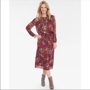 NEW Chicos midi floral long sleeve keyhole dress size 0 (size 4)